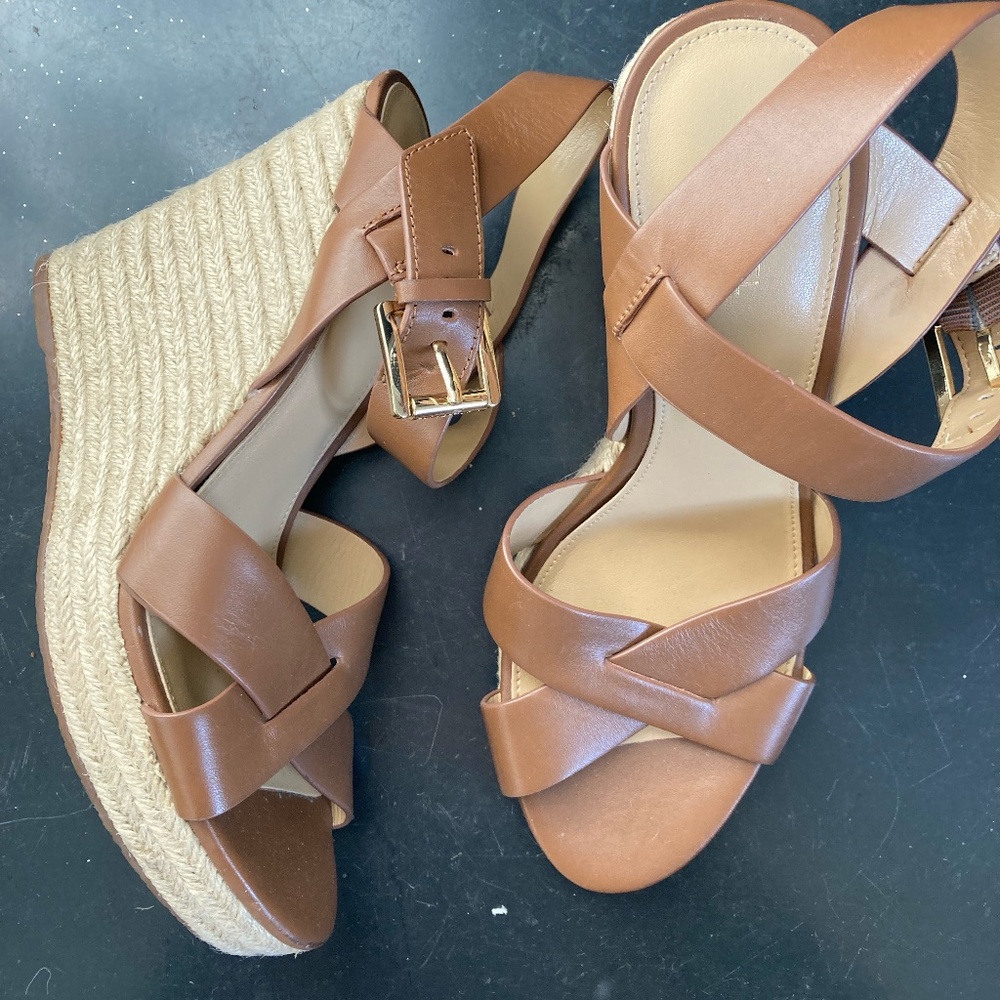 Michael Kors Leather/ Espadrille Wedges
